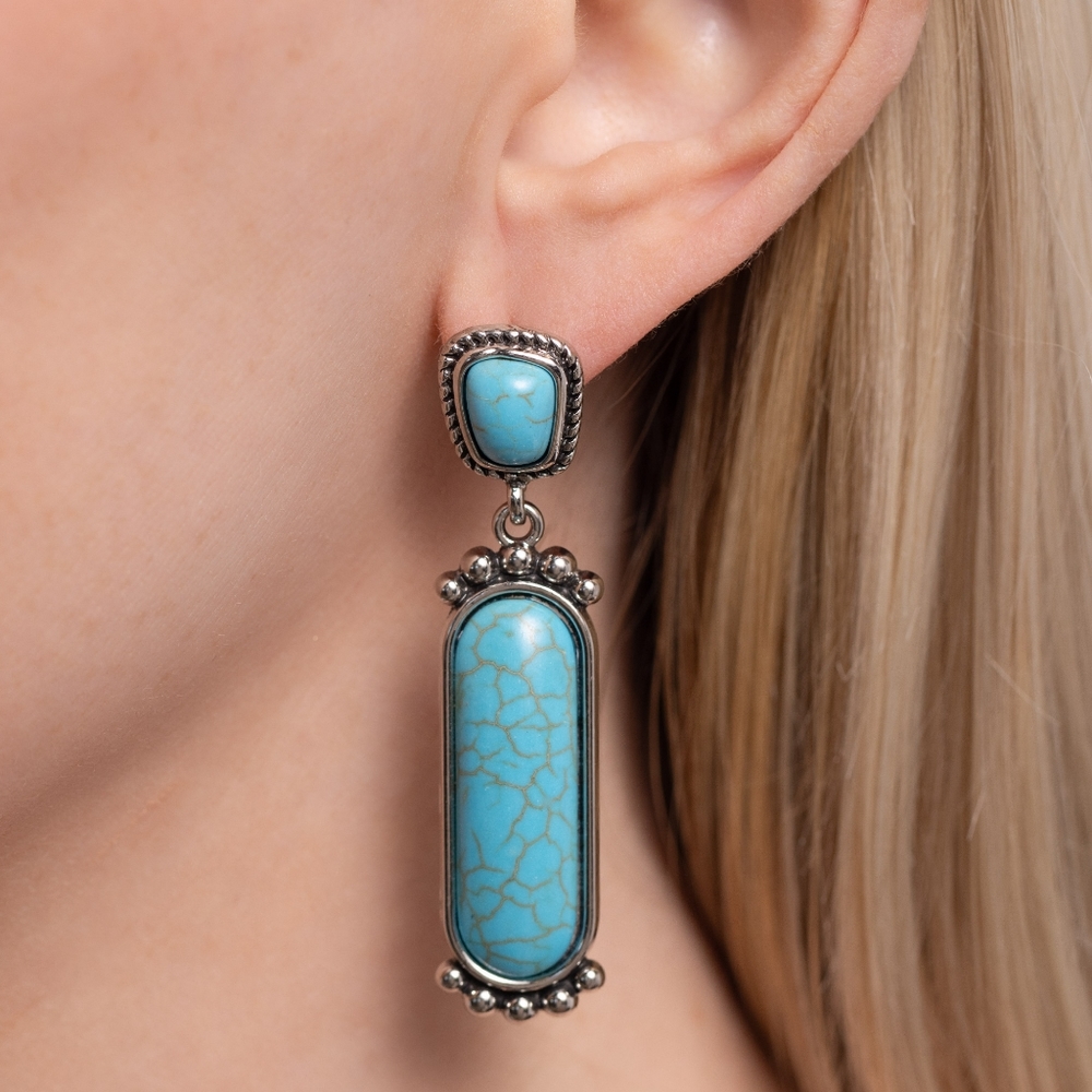 Southwestern Silver frame  Earrings
